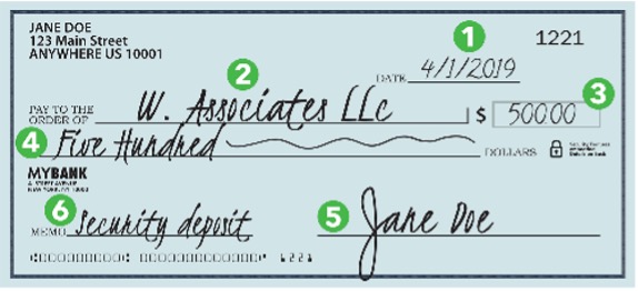 Photo of another check with numbers on it