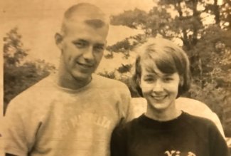 Philip and Barbara Brooks posing at Ohio Northern University when they were students.