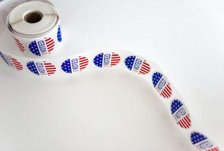 Roll of 'I voted' stickers.