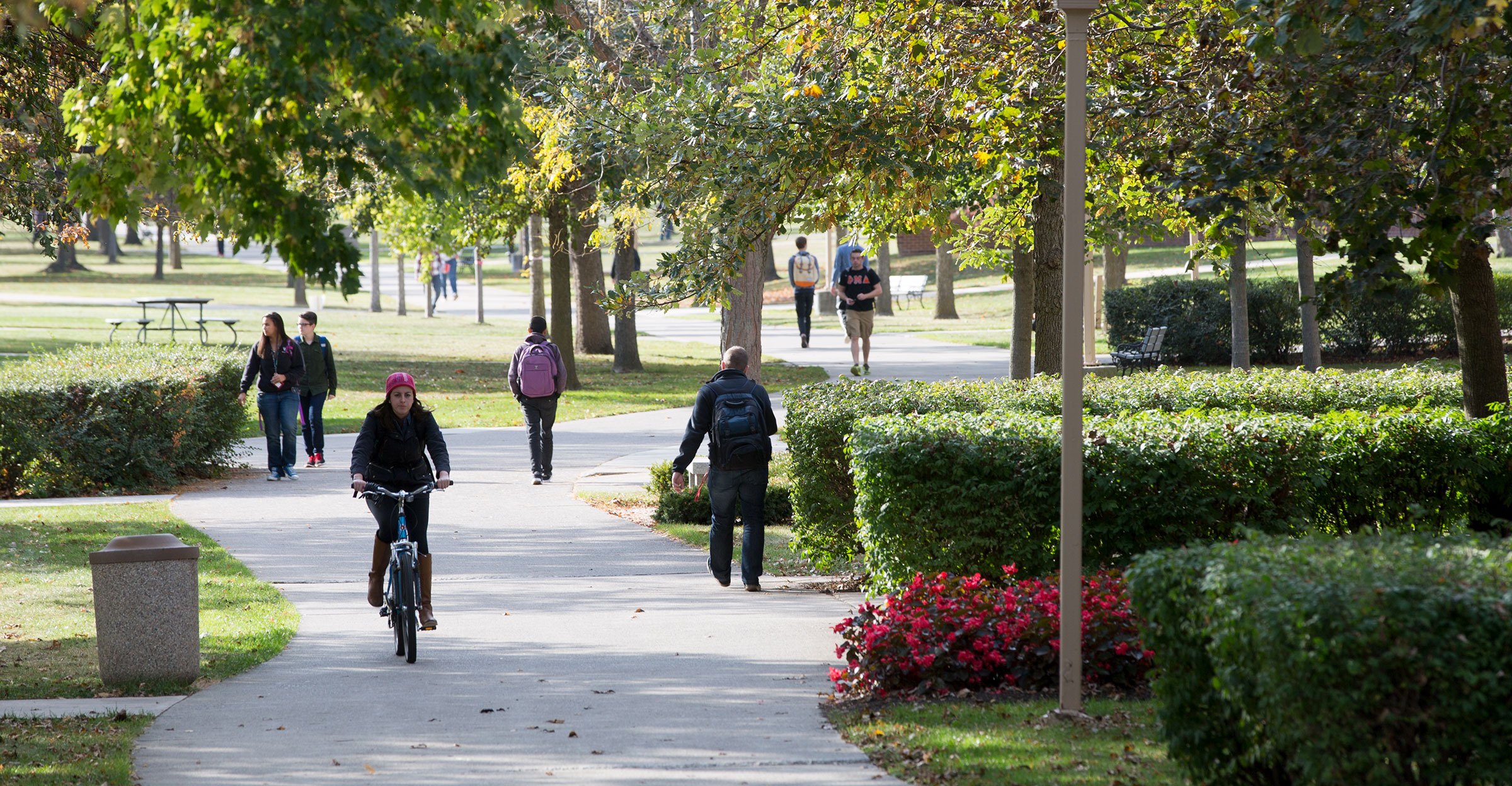 Students going to class