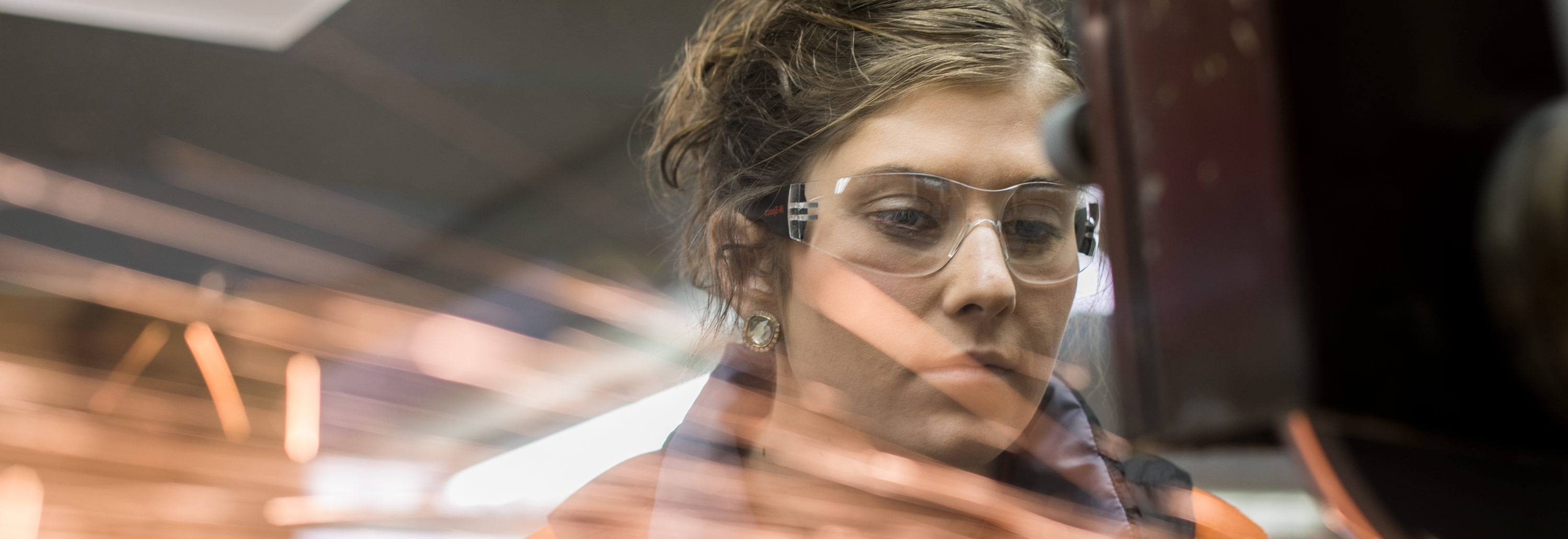 Technology student working in the lab. 