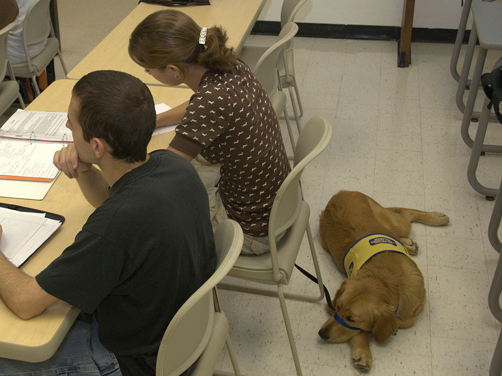 J.J. and Zeeke in classroom