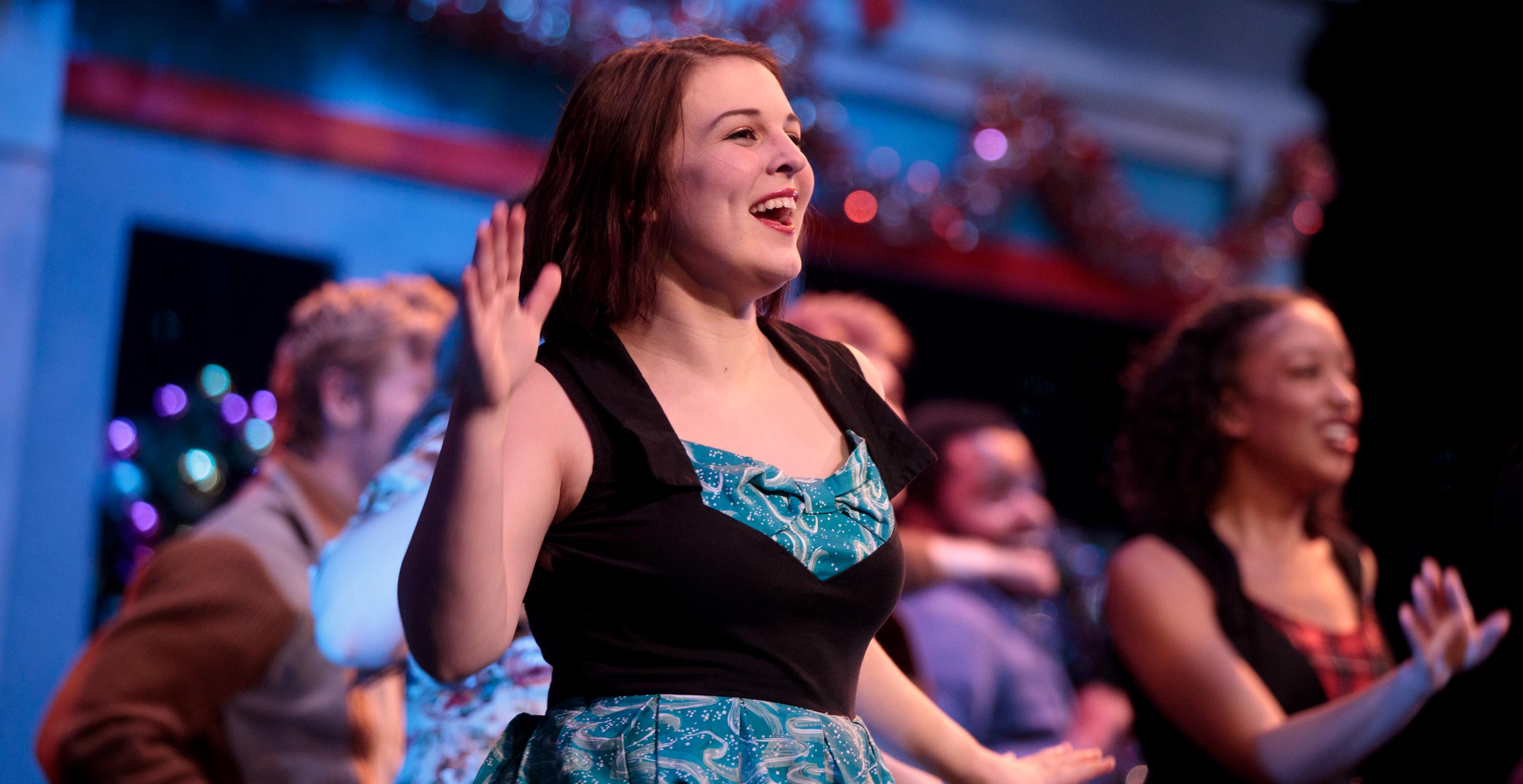 Haley Ward rehearses a scene on stage