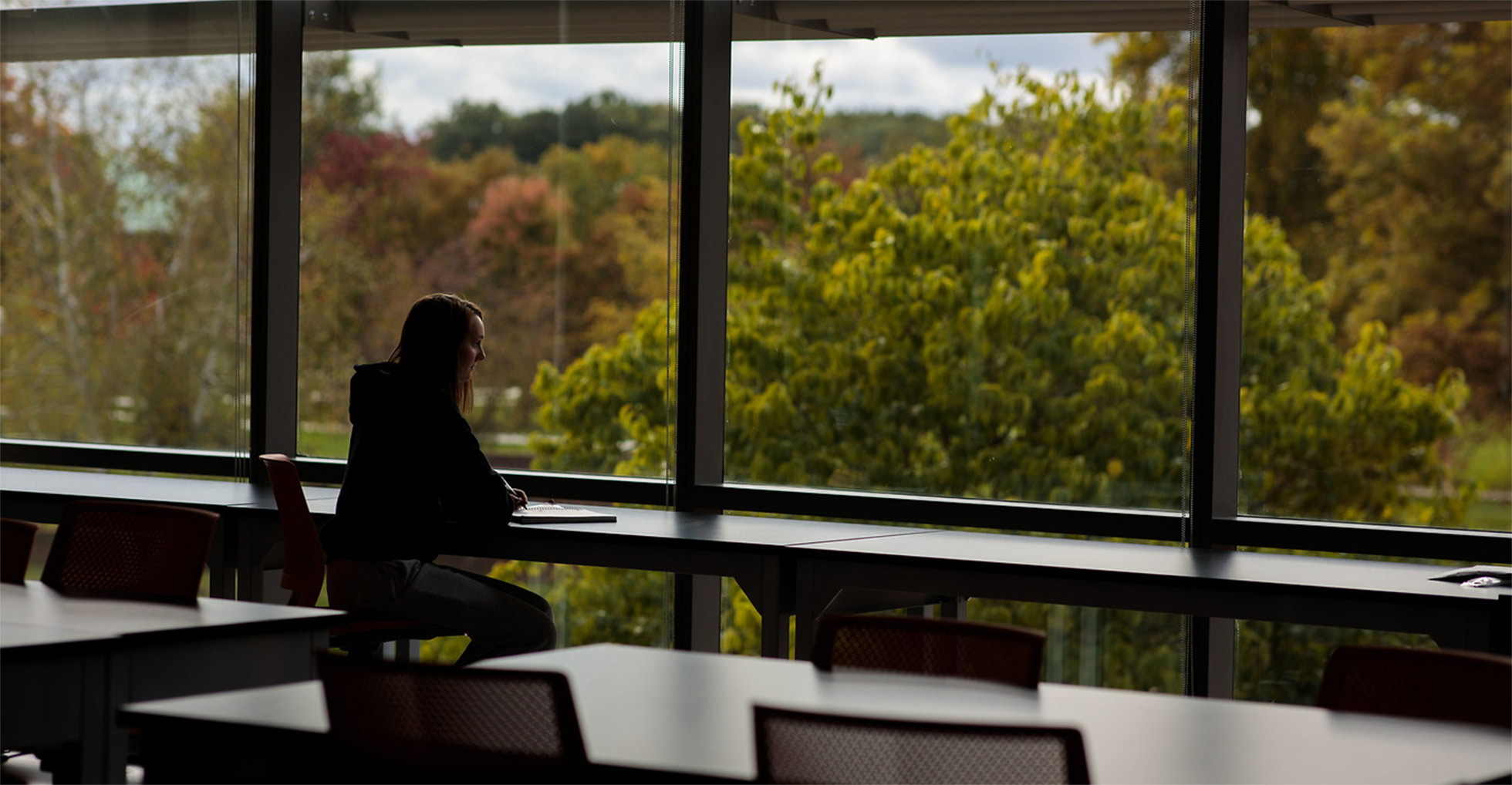 Student in the new Engineering building at ONU