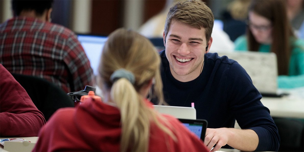 Meeting with students in the Library