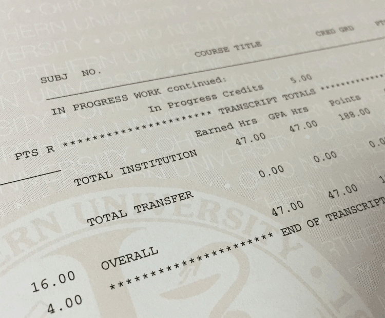 transcript request at the registrar's office