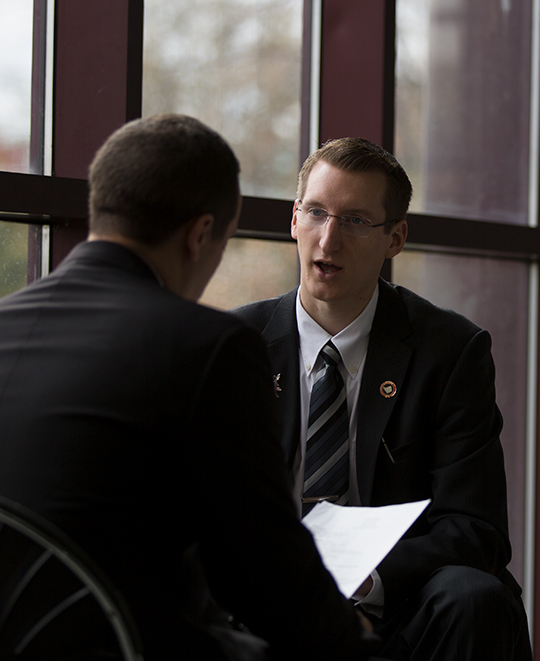 Student being interviewed