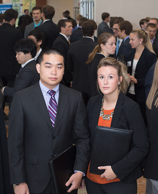 Students at a presentation event