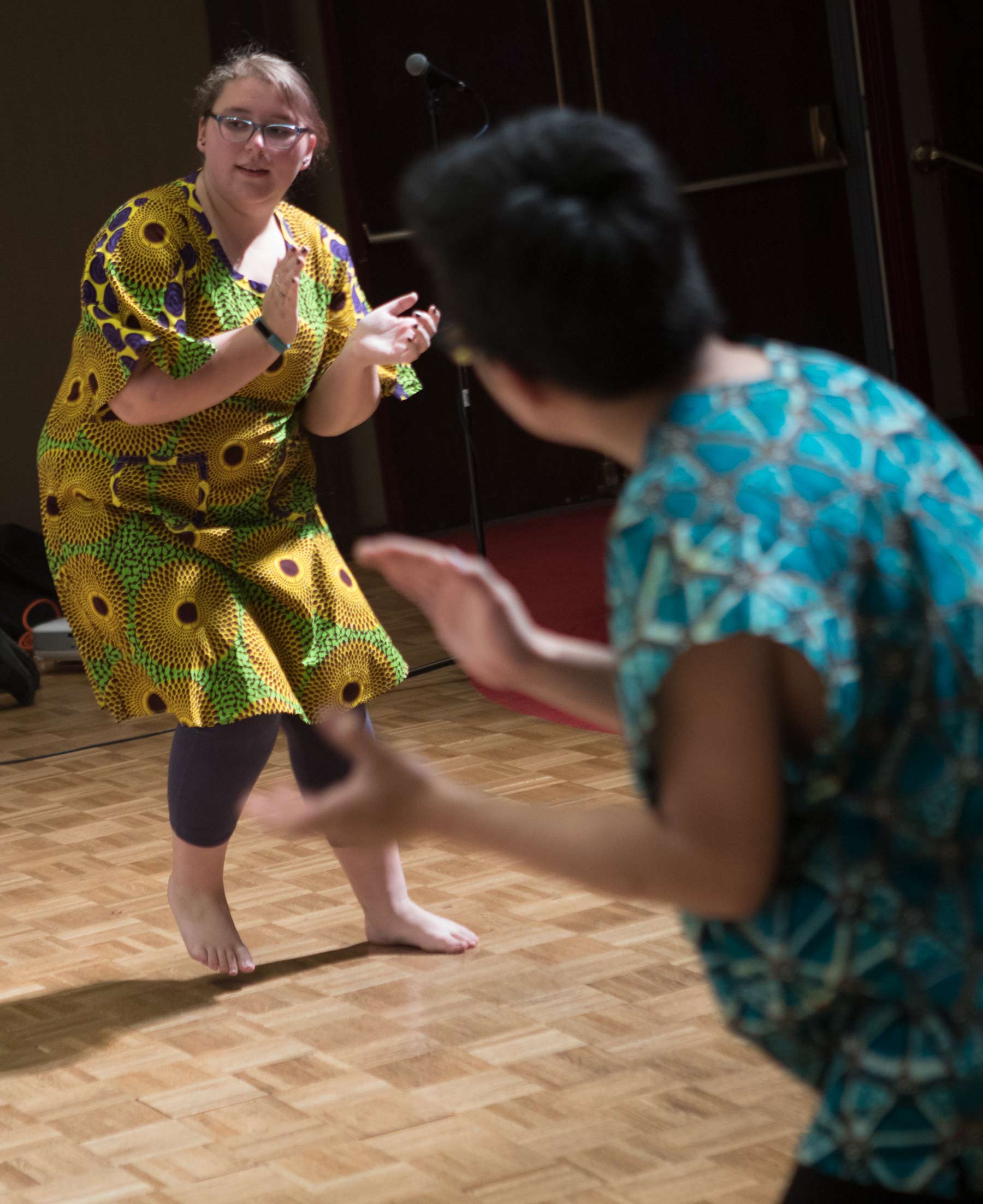 Department of Music student dances during her senior recital rehearsal in Presser Hall.