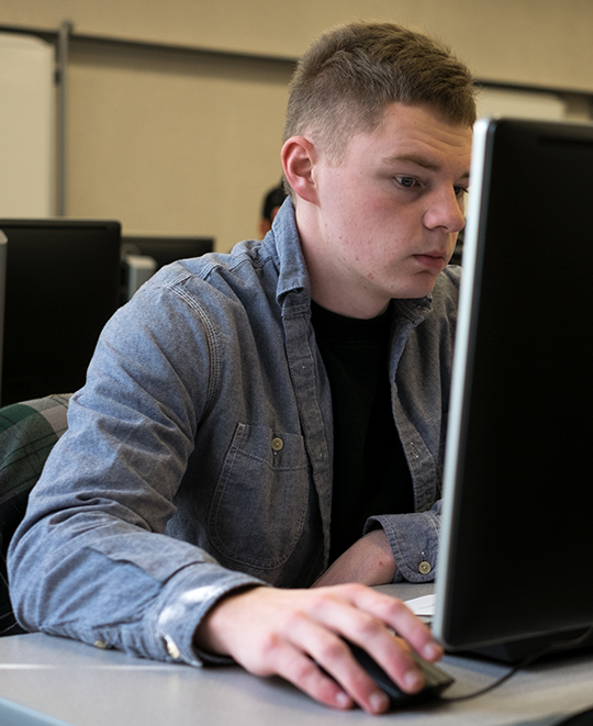Student working on computer