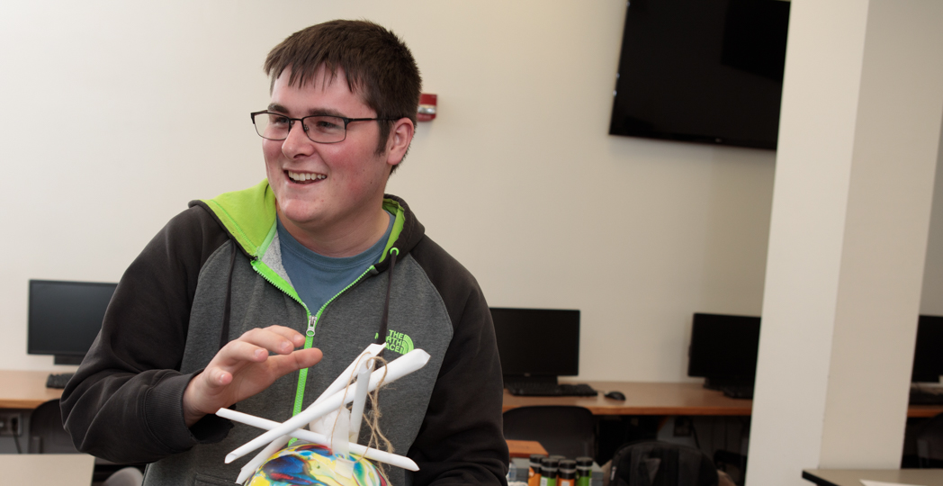 Junior Sam Pencil works in the Ohio Northern University technology education class of Levi Brown.