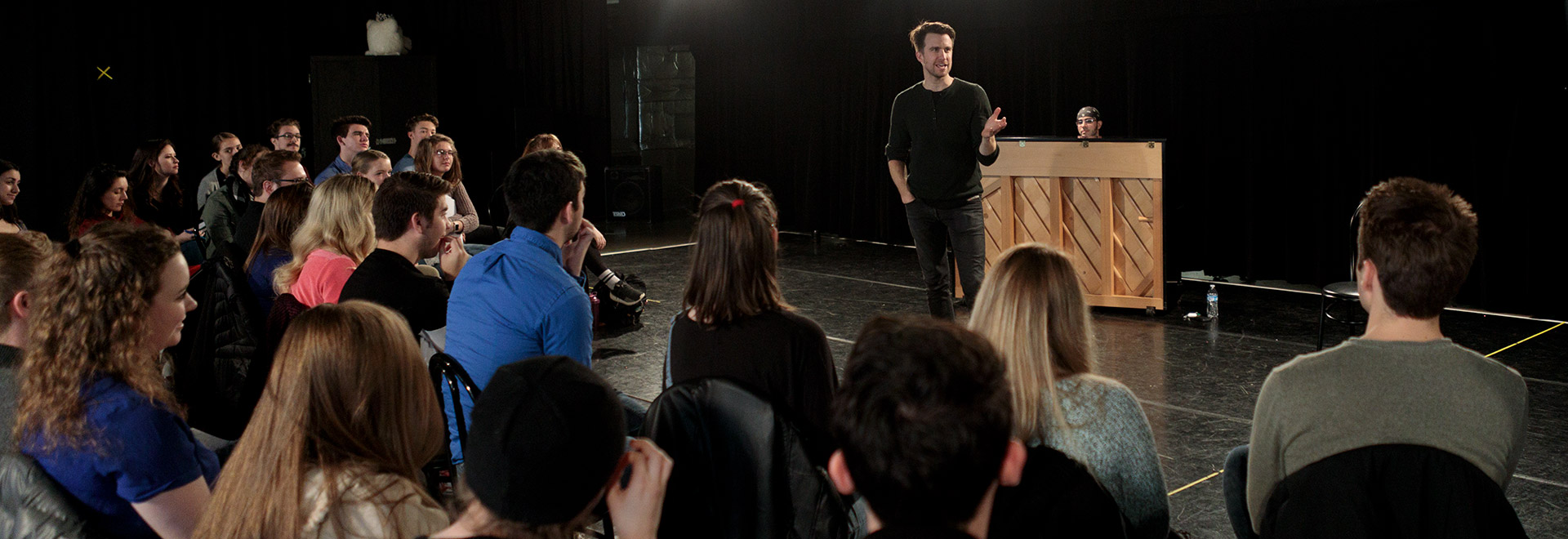 Tony Award winning actor Gavin Creel works with Ohio Northern University Department of Theatre students during a master class.