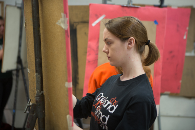 A student works in the Wilson Art Center.