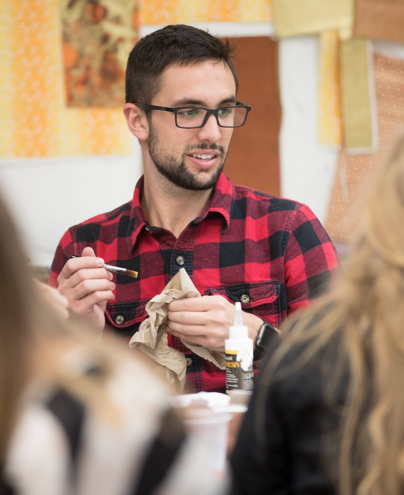 Junior Michael Murray works in a bookmaking class in Wilson Art Building on the campus of Ohio Northern University.