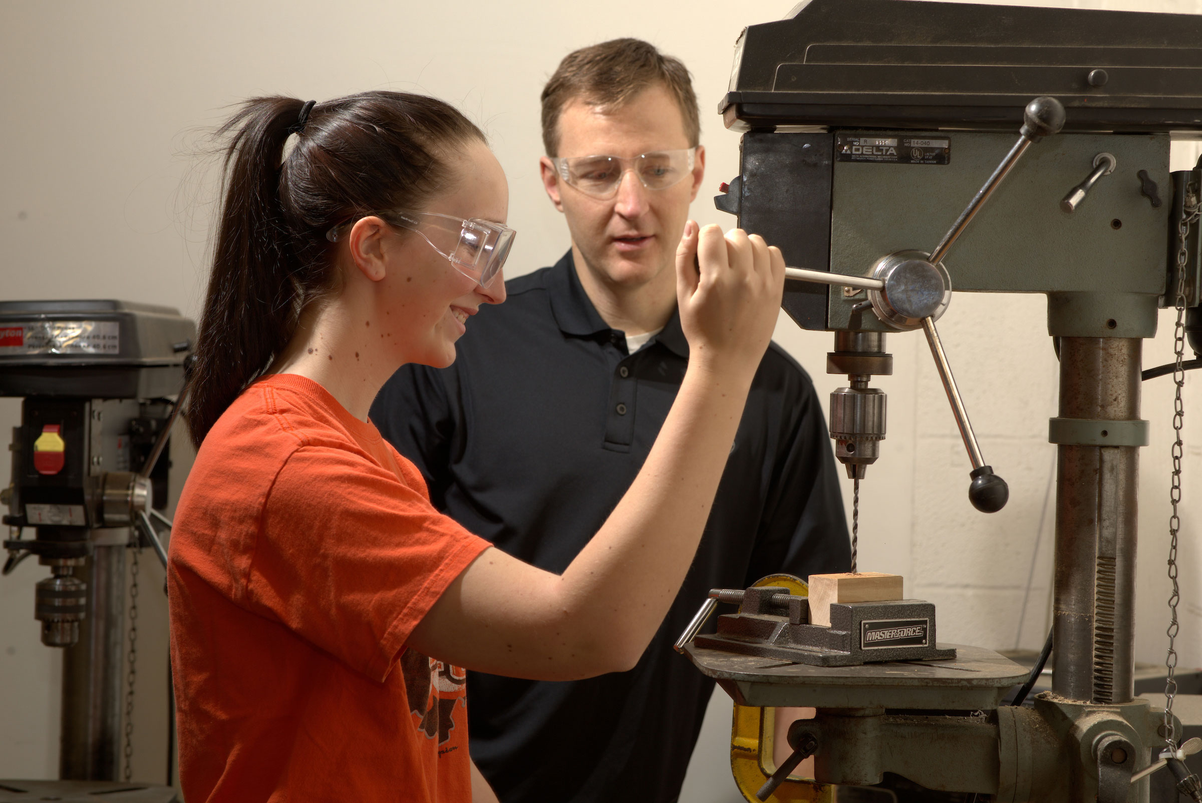 Professor working with student