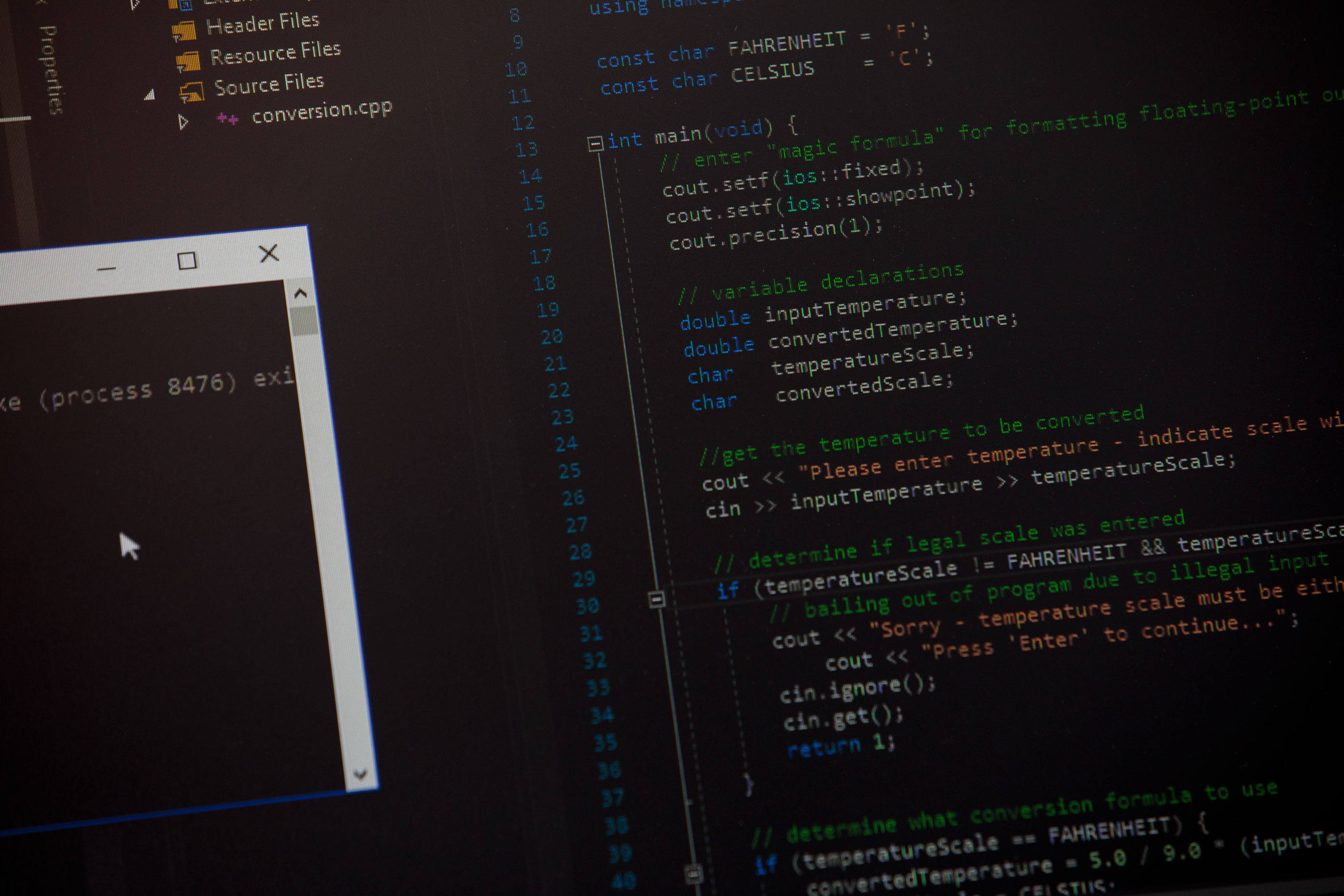 Code is displayed in the classroom of John Estell, professor of computer engineering and computer science, in the James Lehr Kennedy Engineering Building on the campus of Ohio Northern University.