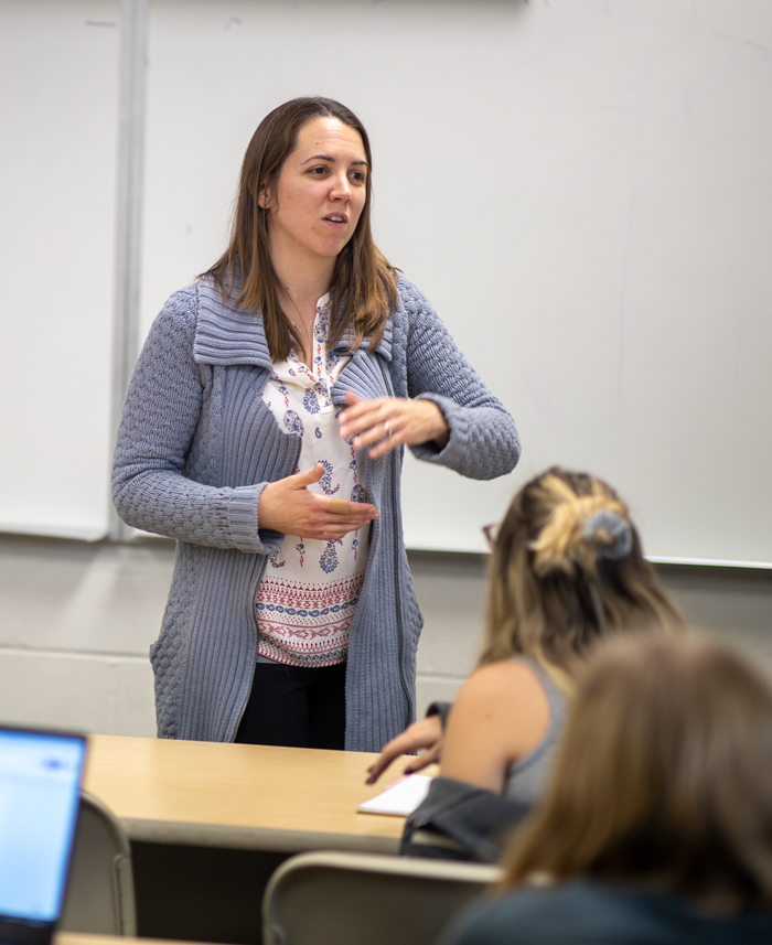 psychology professor giving a lecture to students