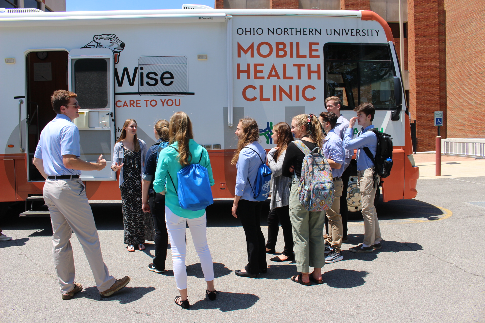 students at the mobile clinic during pharmacy camp