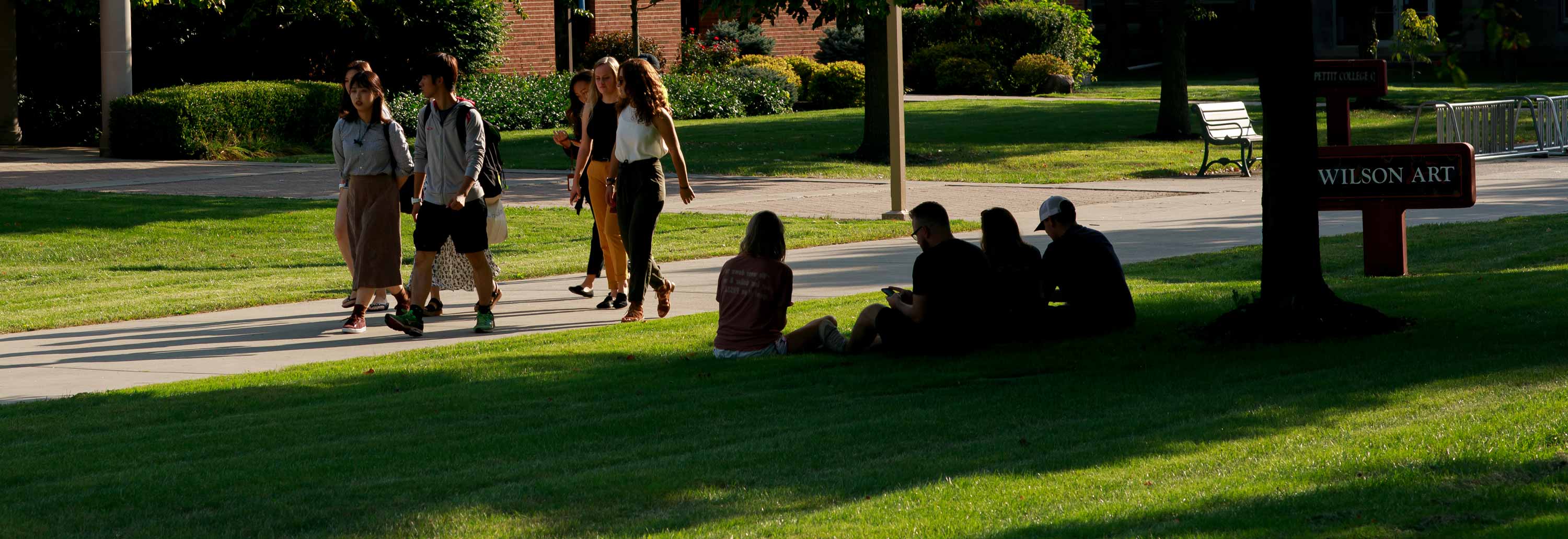 Students walking outside of the law building at ONU