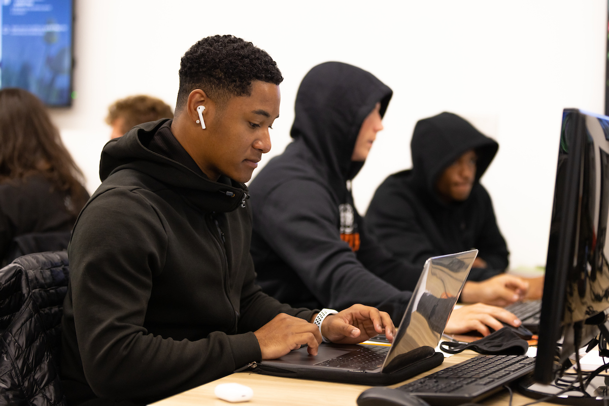 Students working on project in computer science