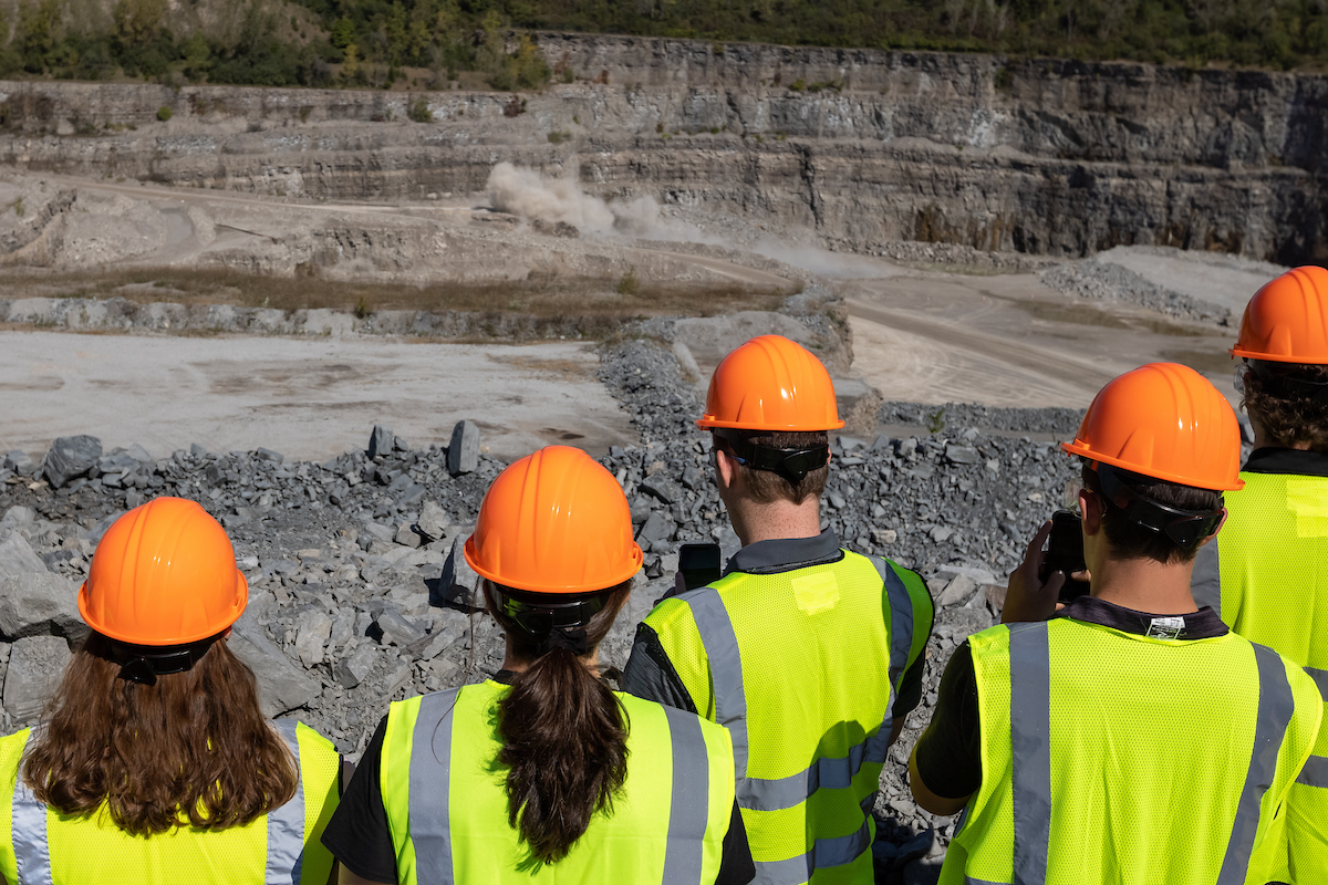 Students saw a blast at Hanson Aggregates Waterville Quarry 