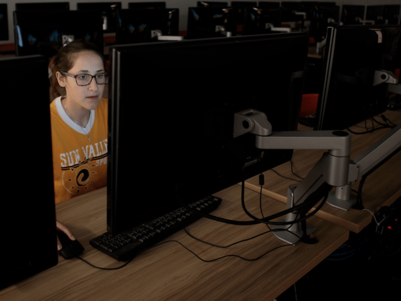 Student at computer