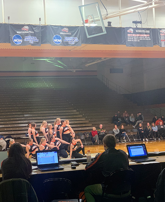 Dance team at center court