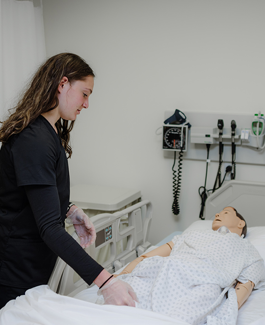 nursing student practicing skills