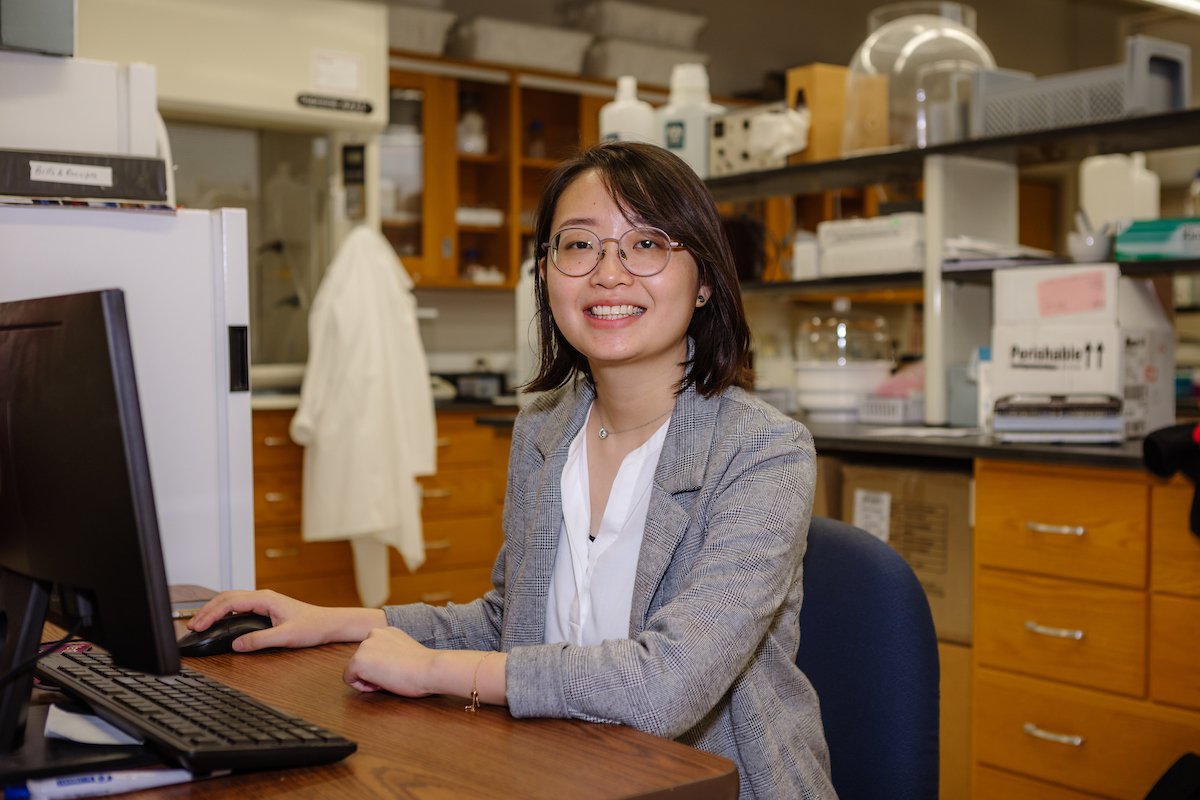 April Huan in lab