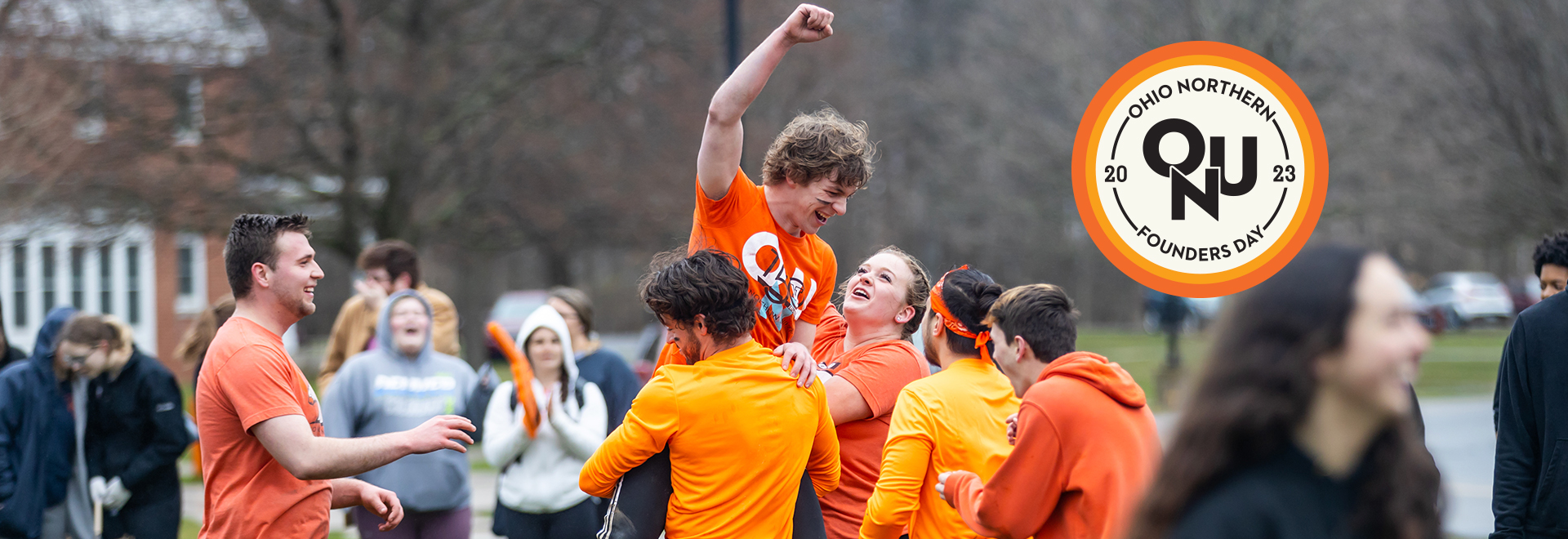 Photo of students playing a friendly game showing victory