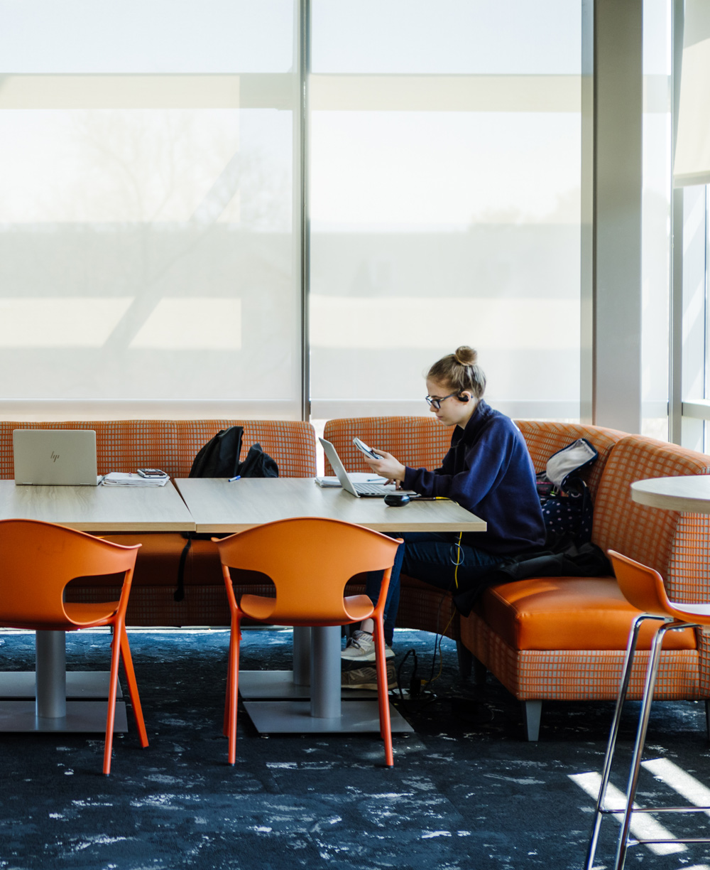 engineering student studying in the building