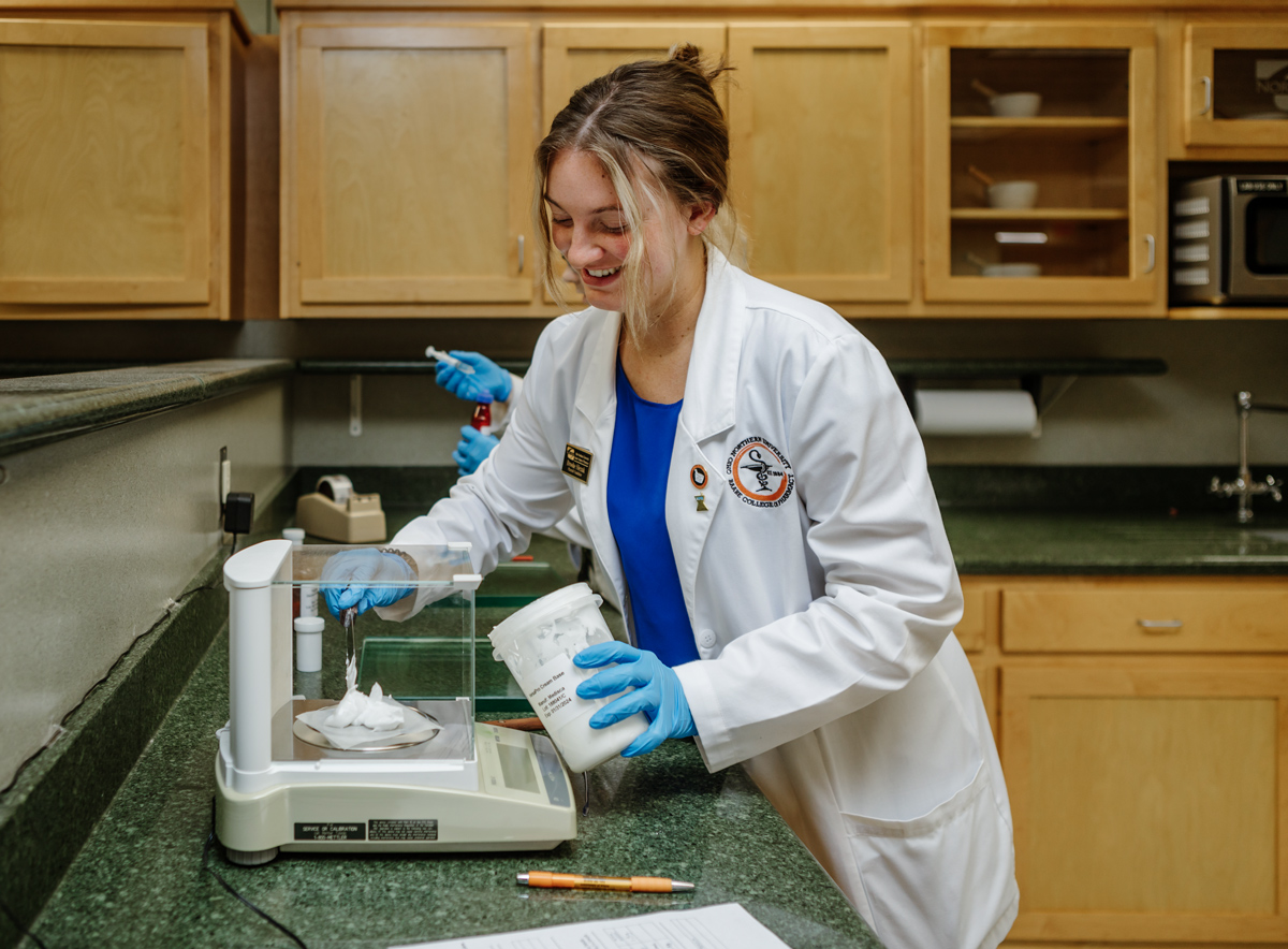 Pharmacy student working in the lab