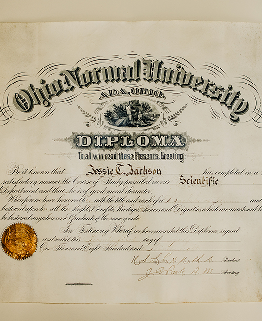 Early diploma signed by ONU Founder Henry Solomon Lehr