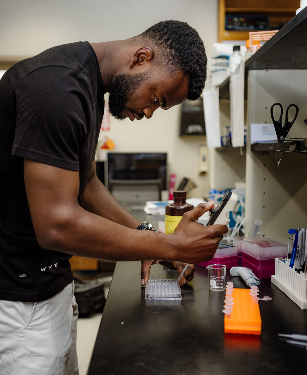 student attending a pharmacy class