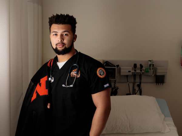 Jarrett Sitton in nursing gear