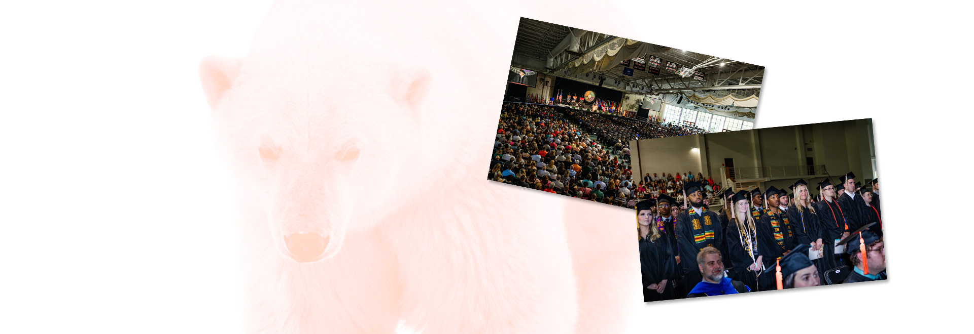 graphic composed of 2 commencement photos
