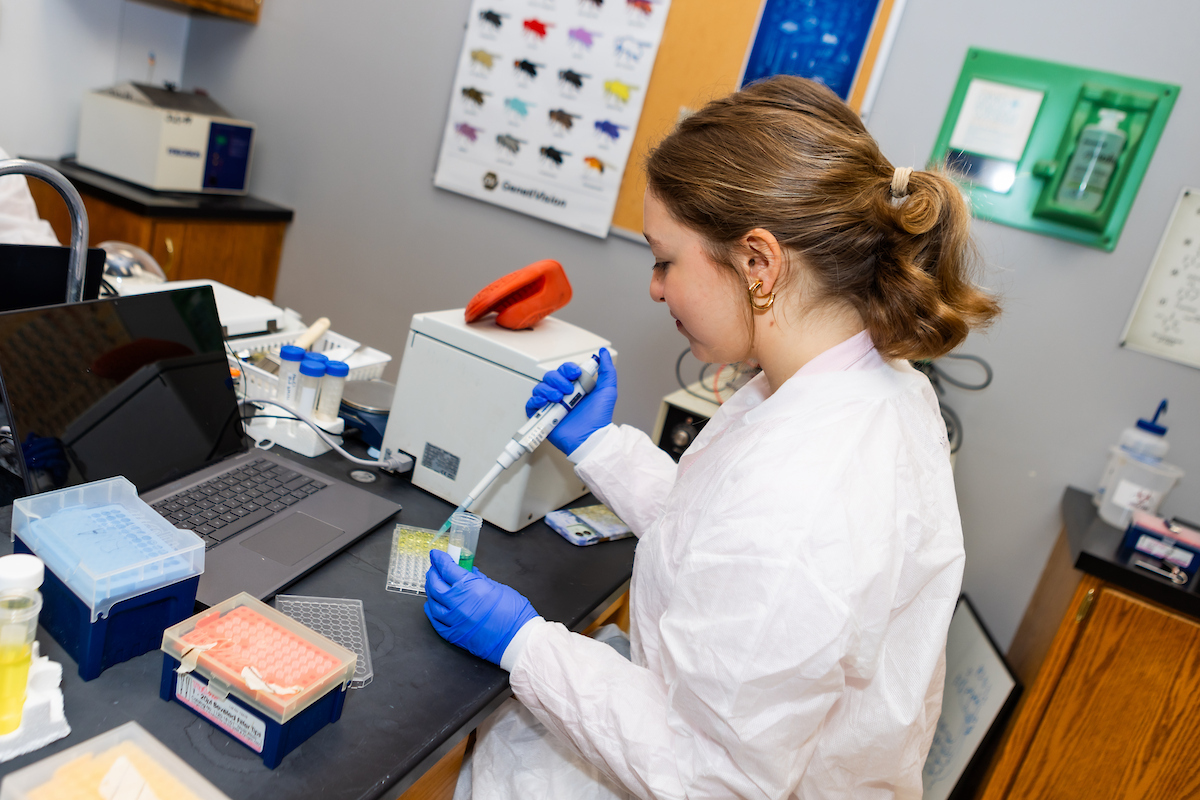 Science student in a lab