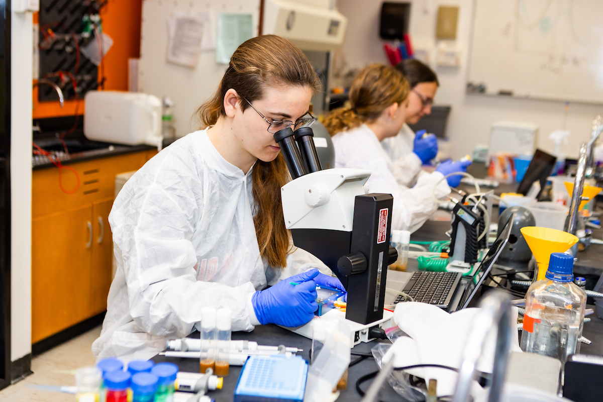 student working in a lab