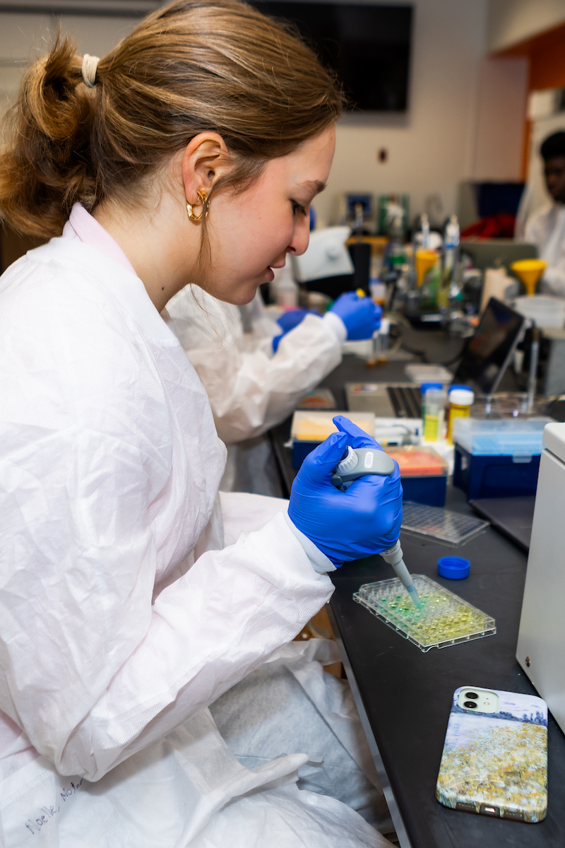 student working in a lab