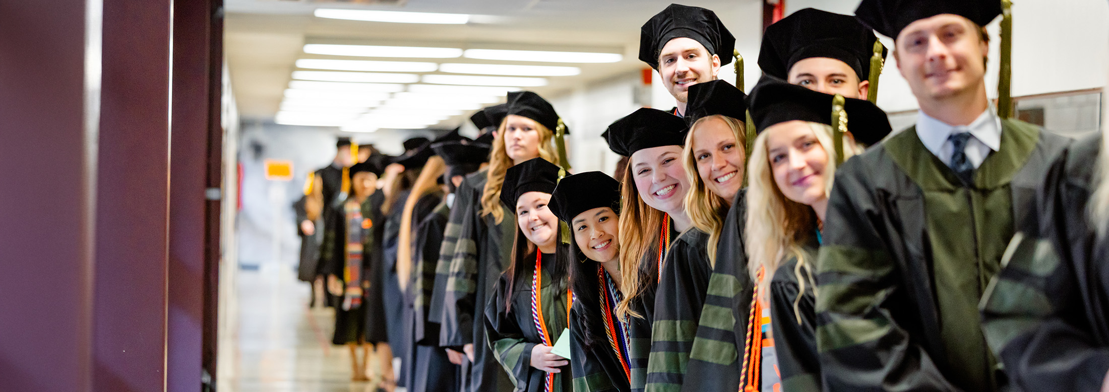 Students in their cap and gown at commencement