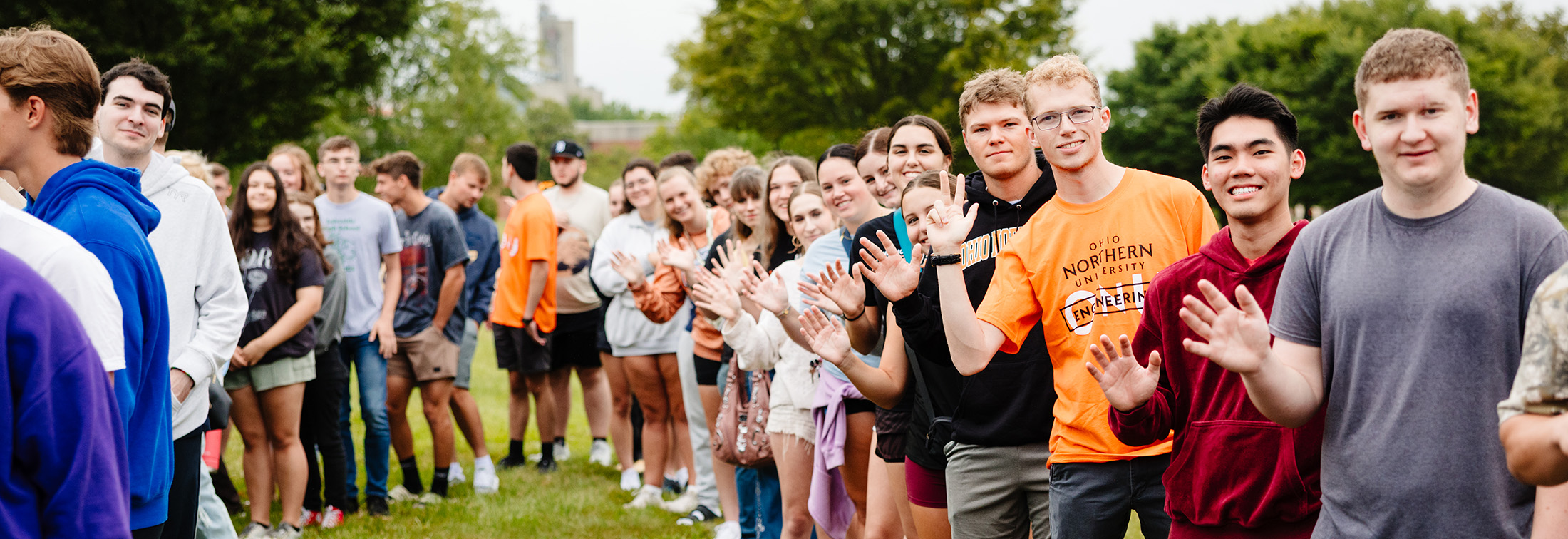 smiling students during Welcome Weekend at Ohio Northern