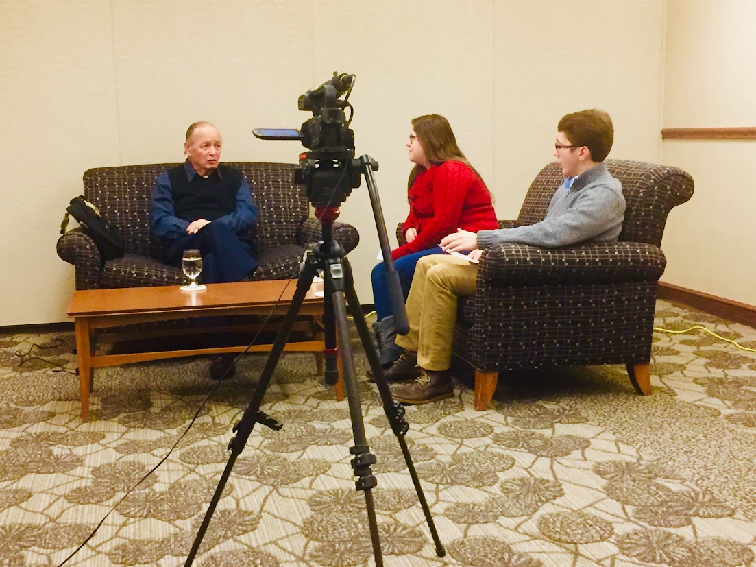 ONU students conduct an interview for an oral history project with members of the Ohio National Guard deployed to Kent State in 1970.