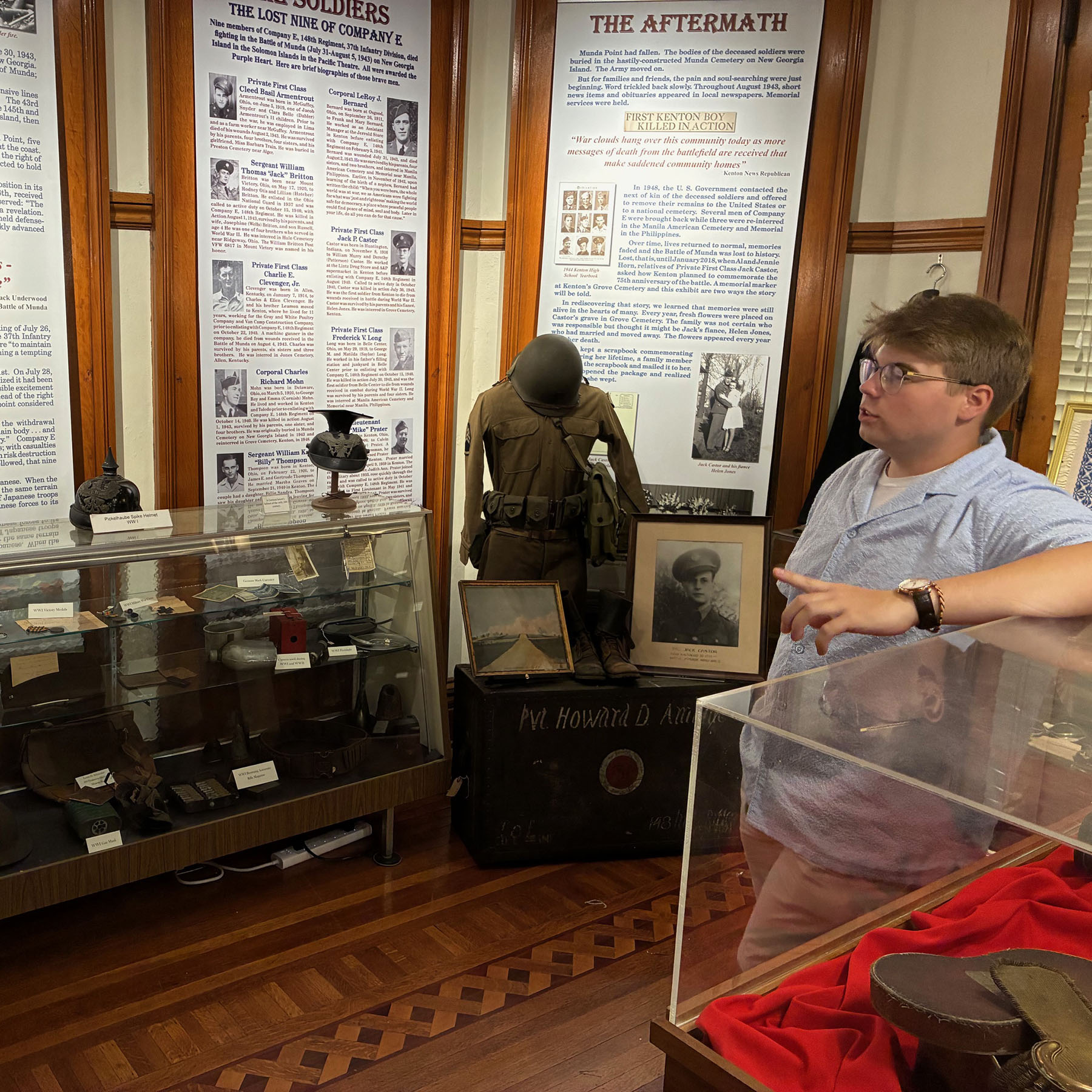 Student interning at museum