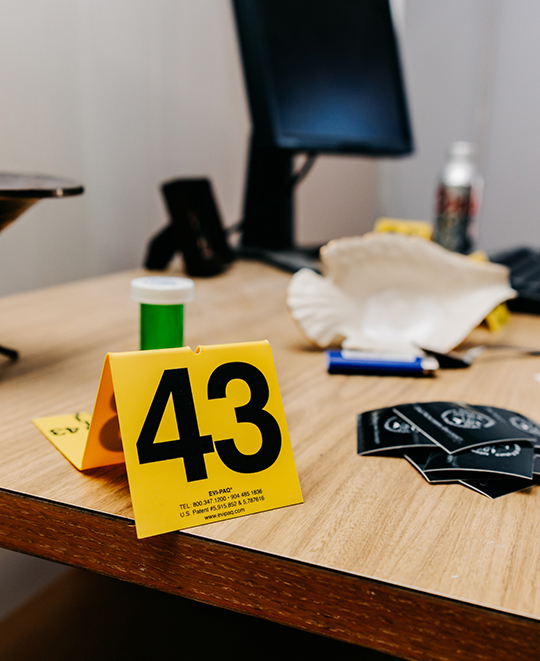 Photo of forensic evidence tagging