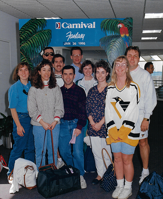 Photo of the group celebrating turning 30 with a Caribbean cruise.