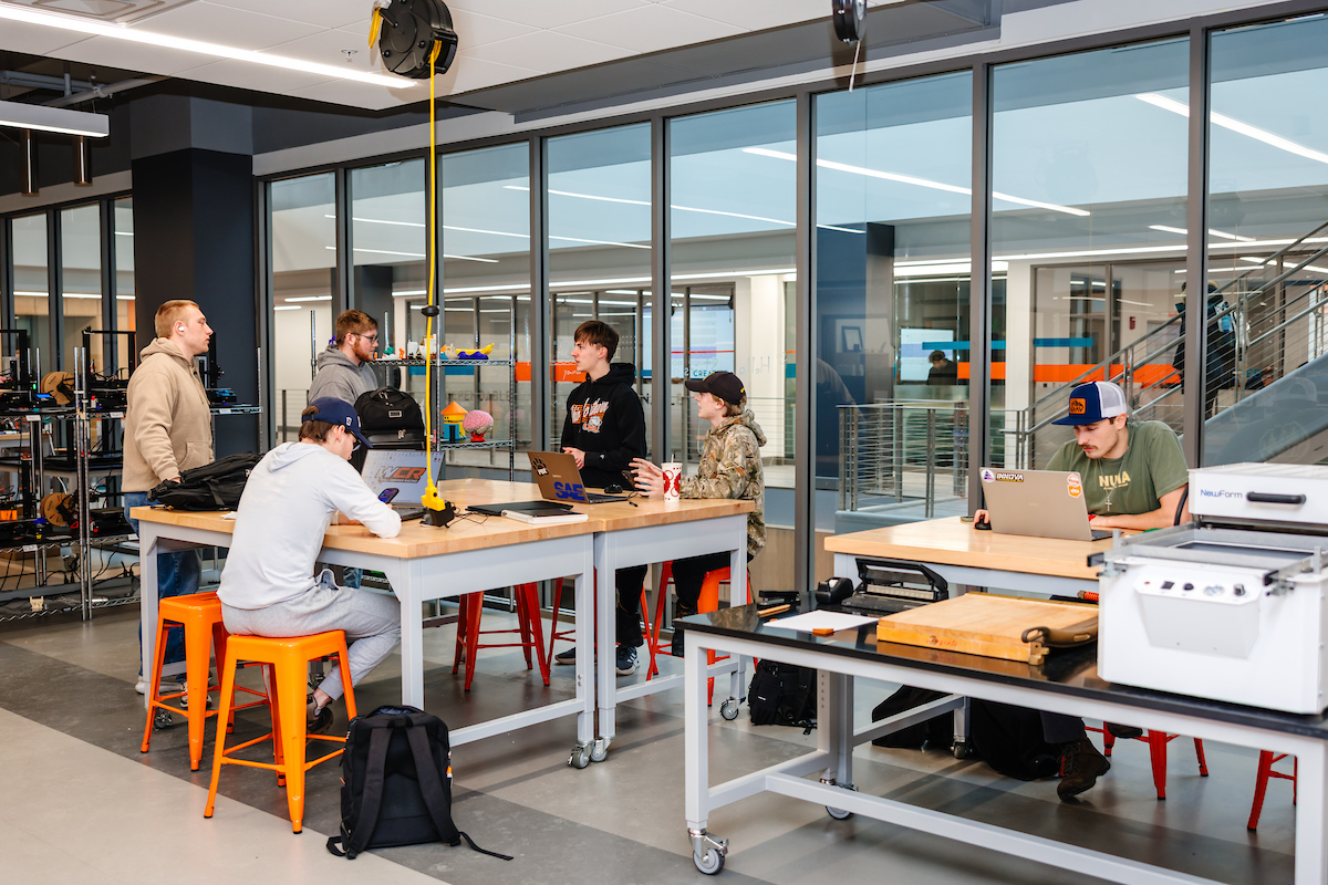 students studying in a lab