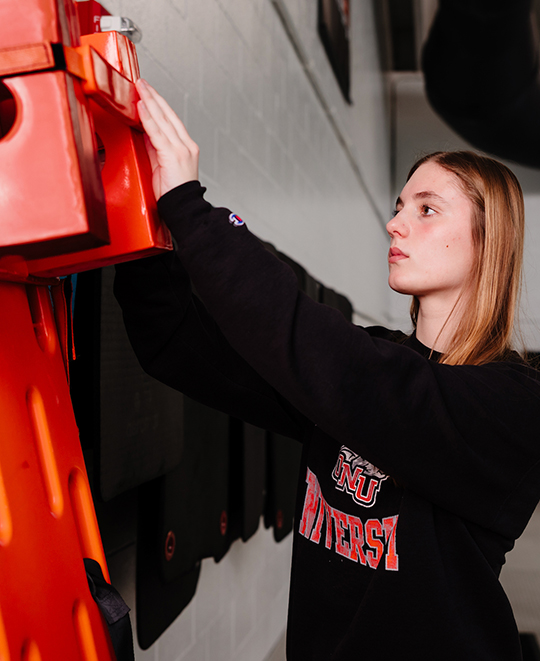 Abby checking on the life saving board