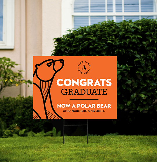 ONU yard sign that says Congrats Graduate