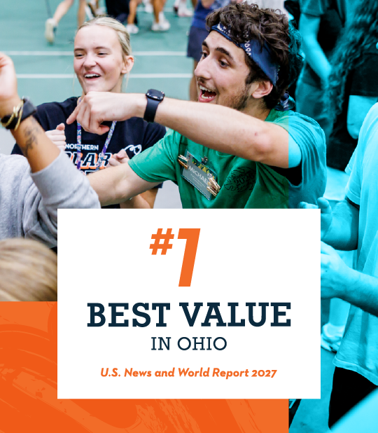 #1 Best Value in Ohio ranking graphic featuring students