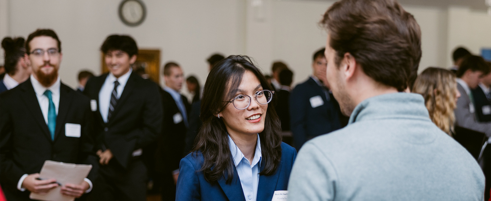 Students interacting with employers